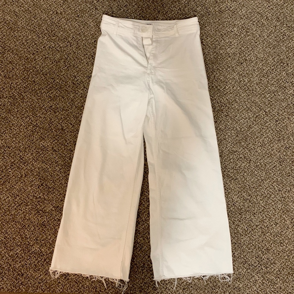 ZARA THE MARINE STRAIGHT HIGH RISE WHITE JEANS